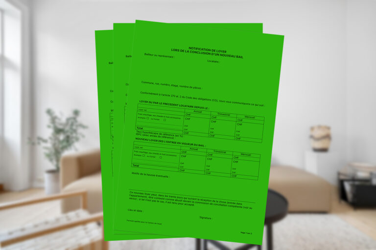 Image de formules officielles pour la notification du loyer initial à la conclusion d'un nouveau bail